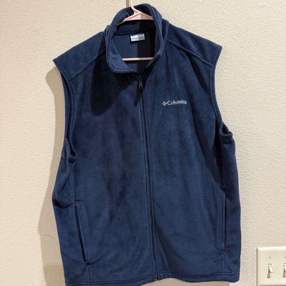 Columbia Fleece Vest Mens L Blue Zip Up Outdoor Gorpcore Sleeveless - Picture 2 of 10